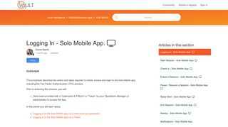 Logging In - Solo Mobile App. – Vault Intelligence