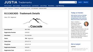 R.E.CASCADE Trademark of Solutionstar Holdings LLC - Registration ...