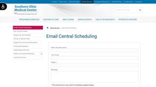 Email Central Scheduling - Southern Ohio Medical Center :: SOMC