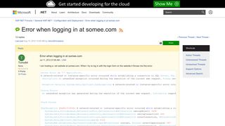 Error when logging in at somee.com | The ASP.NET Forums