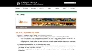 SONA SYSTEM - School of Behavioral and Brain Sciences - The ...