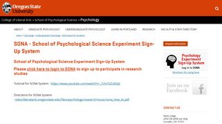 SONA - School of Psychological Science Experiment Sign-Up System ...