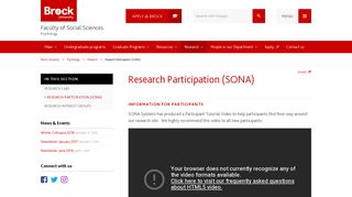 Research Participation (SONA) – Psychology - Brock University