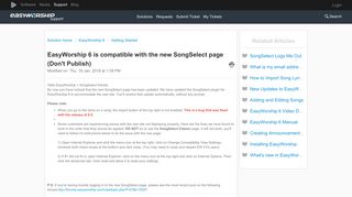 EasyWorship 6 is compatible with the new SongSelect page (Don't ...