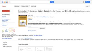 Information Systems and Modern Society: Social Change and Global ...