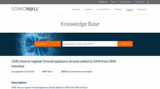 GMS: How to register firewall appliance already added to ... - SonicWall