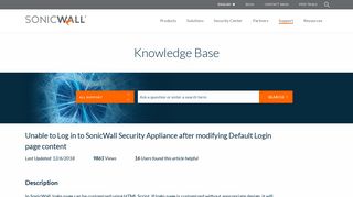 Unable to Log in to SonicWall Security Appliance after modifying ...