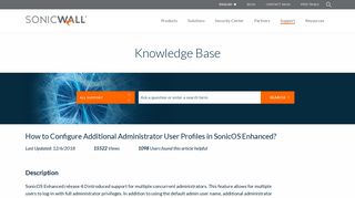 How to Configure Additional Administrator User Profiles in ... - SonicWall