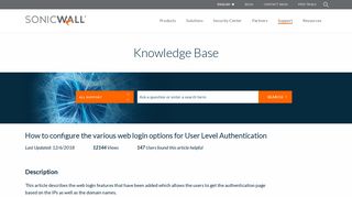 How to configure the various web login options for User ... - SonicWall