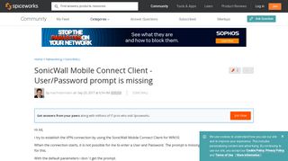 SonicWall Mobile Connect Client - User/Password prompt is missing ...