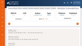 SonicWall NSA 6600/5600/4600/3600/2600/250M ... - Exploit Database