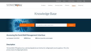 Accessing the SonicWall Management Interface | SonicWall