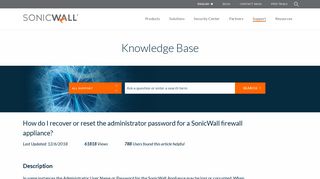 How do I recover or reset the administrator password for a SonicWall ...