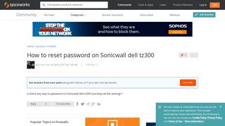 How to reset password on Sonicwall dell tz300 - Firewalls ...