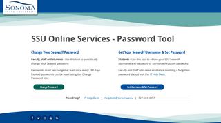 SSU Online Services - Password Tool - Sonoma State University
