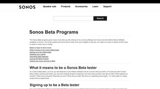 Sonos Beta Programs - Support