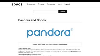Pandora and Sonos - Support