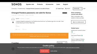 Changed Pandora password, not valid for Sonos | Sonos Community