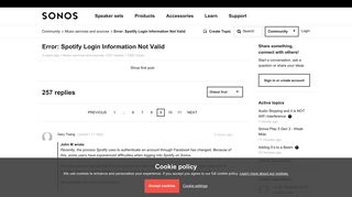 Error: Spotify Login Information Not Valid | Sonos Community