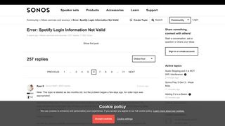 Error: Spotify Login Information Not Valid | Sonos Community