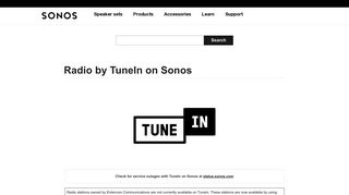 Radio by TuneIn on Sonos - Support