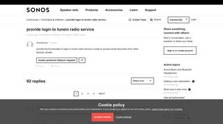 provide login to tunein radio service | Sonos Community