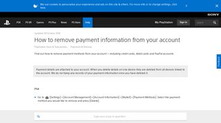How to remove payment information from your account - PlayStation