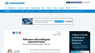 PSN users still waiting for password reset • Eurogamer.net
