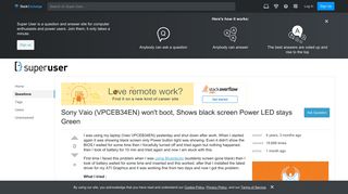 windows 7 - Sony Vaio (VPCEB34EN) won't boot, Shows black screen ...