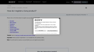 How do I register a Sony product? | Sony SG