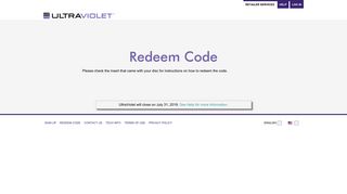 Redeem Your Code | UltraViolet
