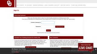 University of Oklahoma | Online Ticket Office | My Account