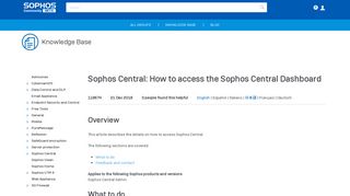 Sophos Central: How to access the Sophos Central Dashboard ...