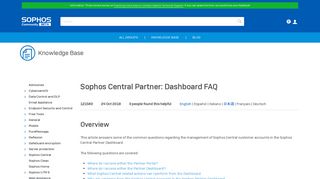 Sophos Central Partner: Dashboard FAQ - Sophos Community