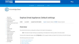 Sophos Email Appliance: Default settings - Sophos Community