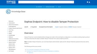 Sophos Endpoint: How to disable Tamper Protection - Sophos ...