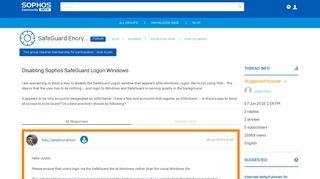 Disabling Sophos SafeGuard Logon Windows - Forum - SafeGuard ...