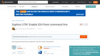Sophos UTM: Enable SSH from command line - Spiceworks Community