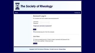The Society of Rheology: Sign in or Register