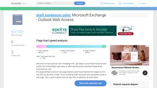 Access mail.sorenson.com. Microsoft Exchange - Outlook Web Access