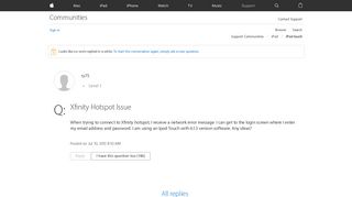 Xfinity Hotspot Issue - Apple Community