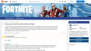 Sorry, your account is inactive and may not login : FORTnITE - Reddit