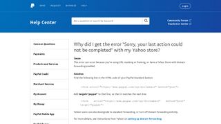 your-last-action-could-not-be-completed-with-my-yahoo-store - PayPal