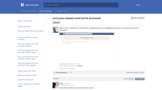 sorry your request could not be processed | Facebook Help ...