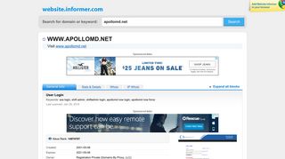 apollomd.net at WI. User Login - Website Informer