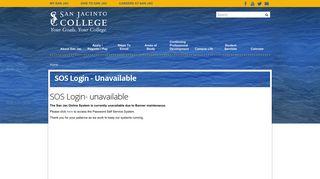 SOS Login - unavailable | San Jacinto College