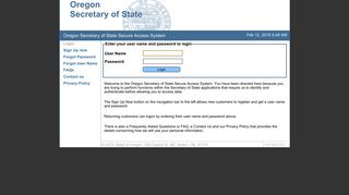 Login - Oregon Secretary of State
