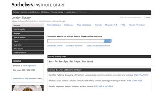 Welcome - London library - LibGuides at Sotheby's Institute of Art
