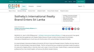 Sotheby's International Realty Brand Enters Sri Lanka - PR Newswire