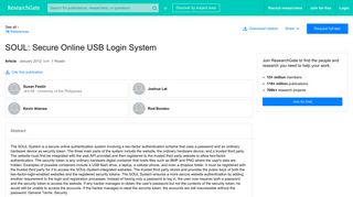 SOUL: Secure Online USB Login System | Request PDF - ResearchGate